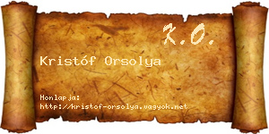 Kristóf Orsolya névjegykártya